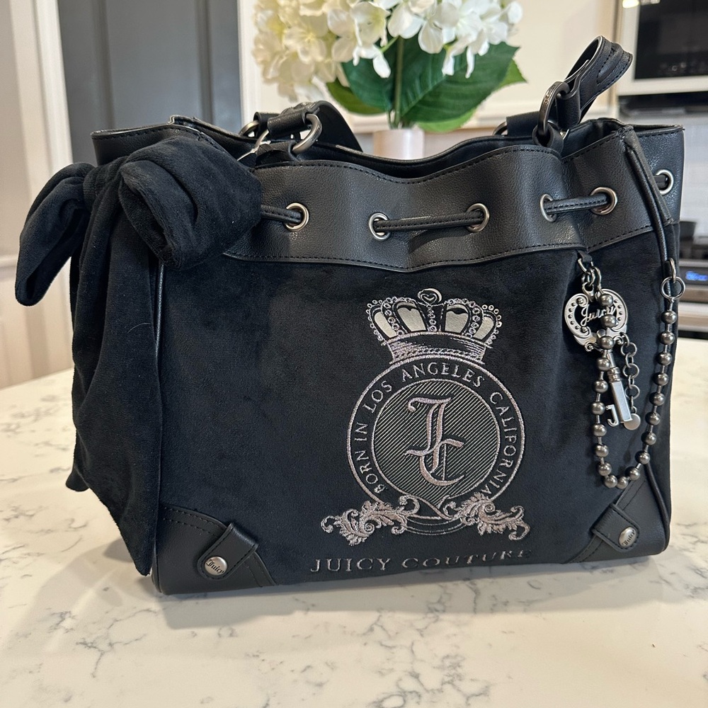 Juicy Couture Black and Silver Shoulder Bag